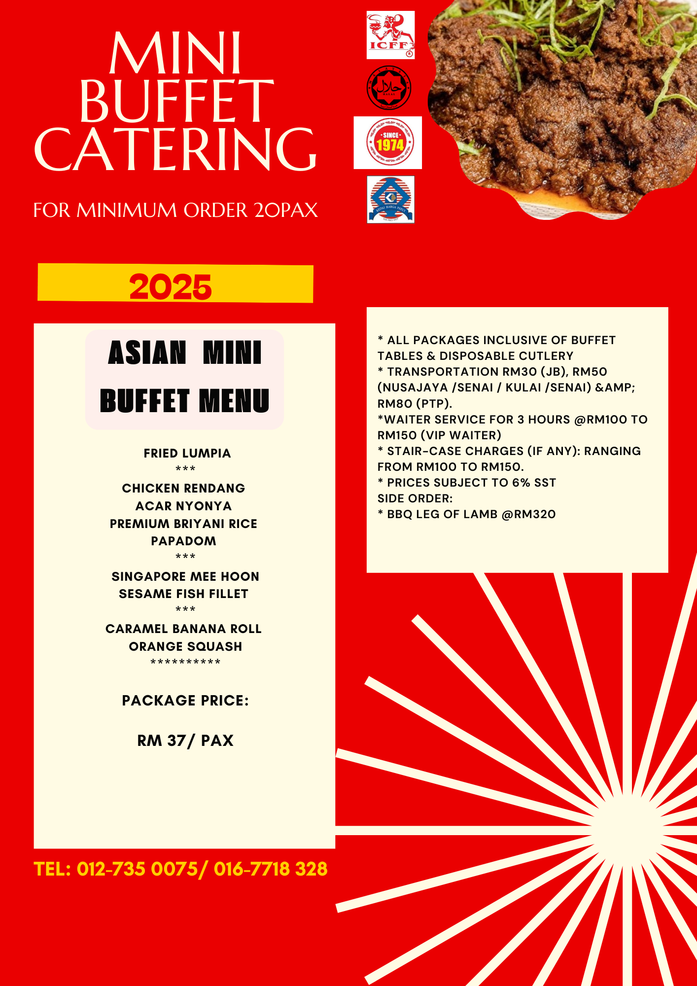 ICFF Catering Sdn Bhd Asian Mini Buffet (20 pax) RM37